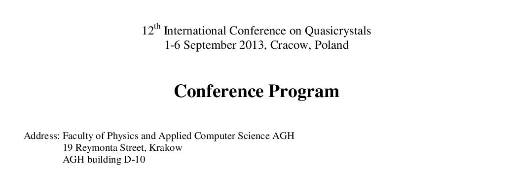 ICQ12 12th International Conference on Quasicrystals